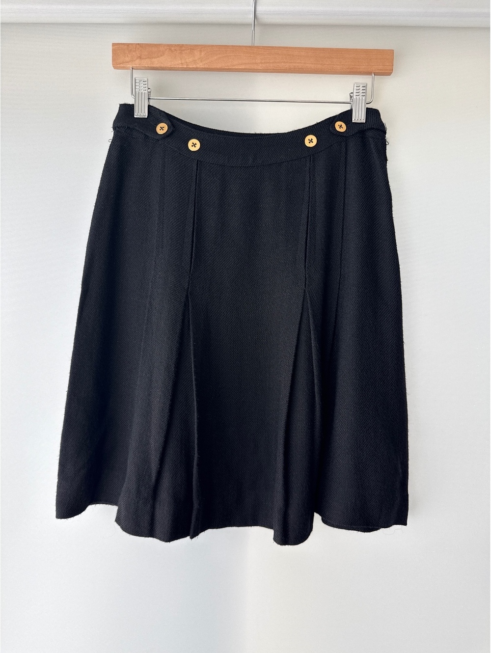 Balenciaga Paris Black Pleated A-Line Skirt Womens FR 38 Designer Luxury